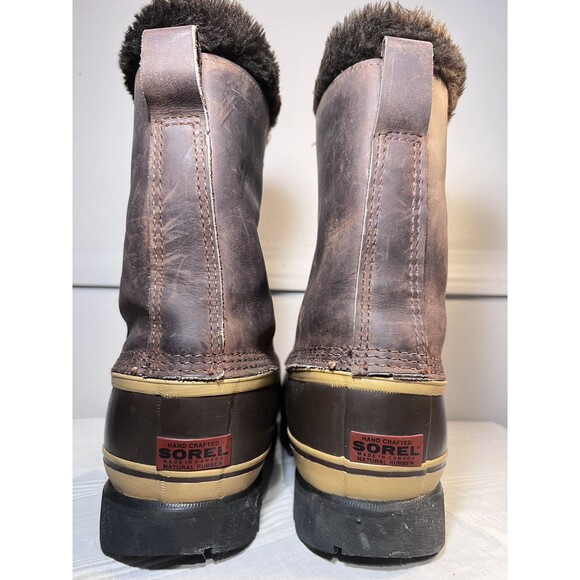 SOREL Kaufman Dominator Men Size 9 Winter Leather Snow Boots / Liner Canada VTG main image 6
